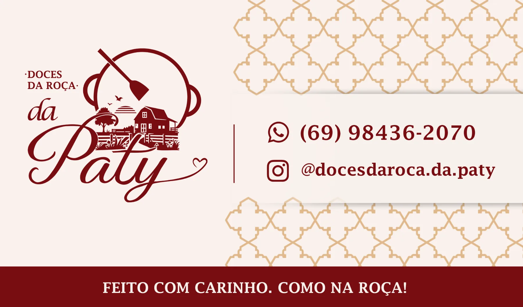 Cartão institucional — Doces da Roça da Paty